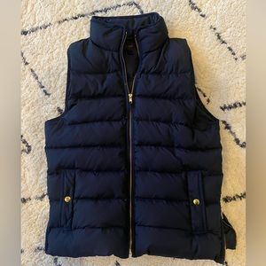 J. Crew Navy Vest with Gold Zipper & Detailing
